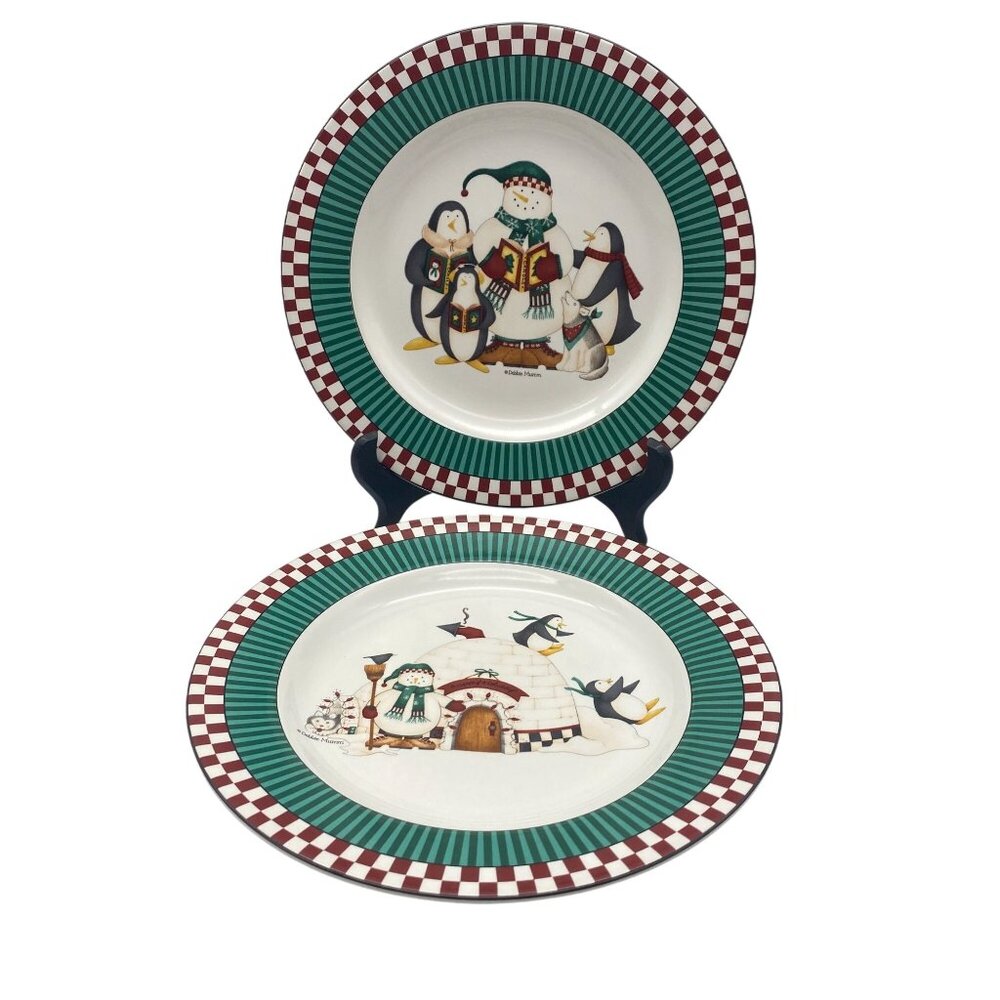 Sakura Debbie Mumm Winter Follies Christmas sandwich appetizer plates '98‎
